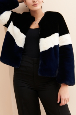 Colorblock faux fur outlet jacket