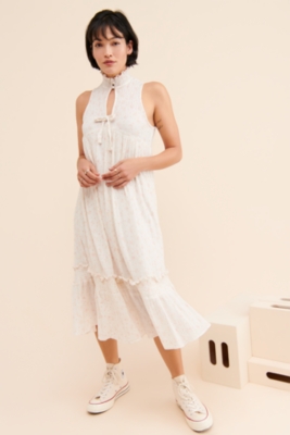 jacquin embroidered midi dress