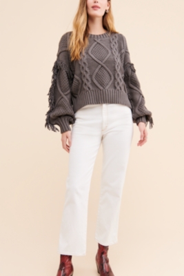 Line and dot jasper fringe sweater hotsell