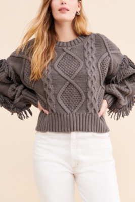 Line and dot jasper fringe sweater hotsell