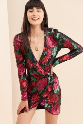 slim fit dress slacks Green Sequin Embellished Floral Jacquard Ball Gown main image 0