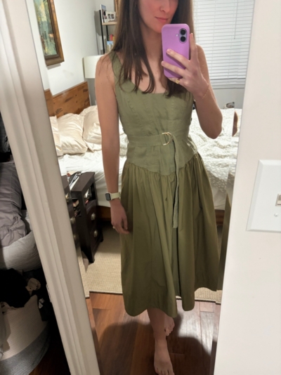 Linen Blend Sleeveless Drop Waist Scoop Midi Dress | Nuuly