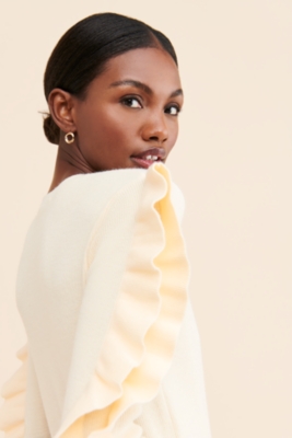 Ruffle sleeve sweater deals