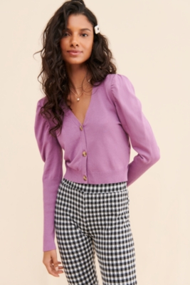 Cropped Puff Sleeve Cardigan | Nuuly