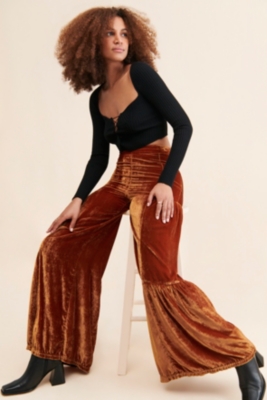 【INCHANT ME】Ribbed Velour Banding Wide Pants Time and Tru's Ribbed Velour Pant - Walmart.com