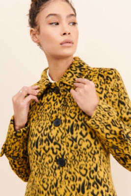 Leopard wool coat best sale