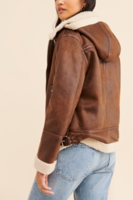 Sherpa Faux Suede Aviator Jacket Nuuly