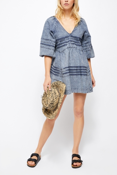 white christmas dresses Julie Mae Denim Mini Dress S / White main image 1