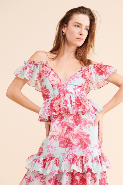 knee length dresses for ladies Bloom Affair Crochet Lace Floral Midi Dress – VICI main image 1