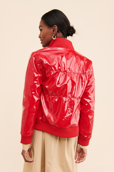 レディース SCULPTOR glossy nylon jacket red