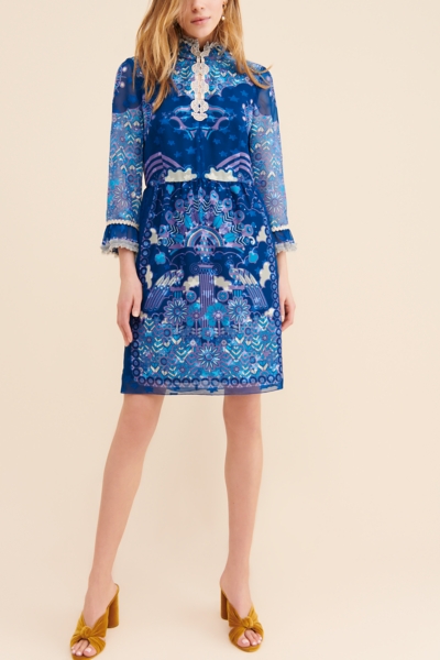 Peacock Border Shift Dress | Nuuly