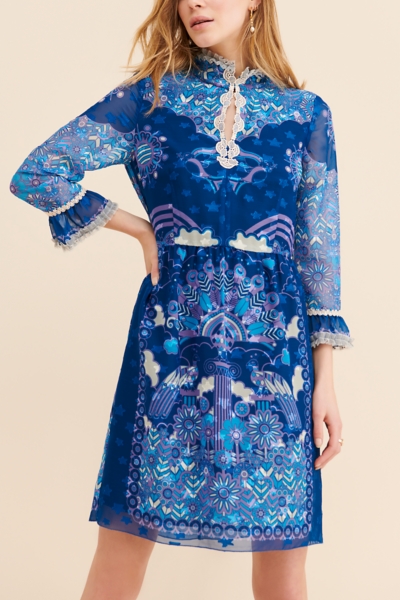 Peacock Border Shift Dress | Nuuly