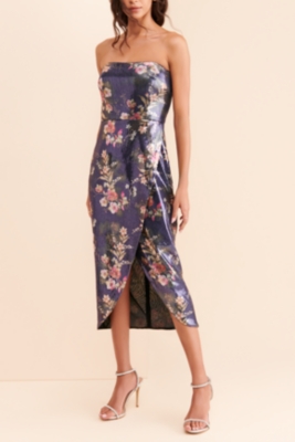 ml monique lhuillier floral lace midi dress