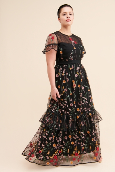 mesh flower embroidered dress Mexican Artisanal Embroidered Dress Cotton White main image 0