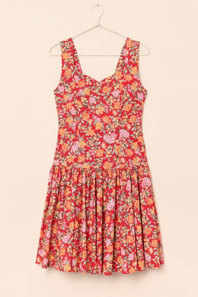 red polka dot dresses for sale Women's Ava Brick Red Polka Dot Cotton Midi Dress | Size: L