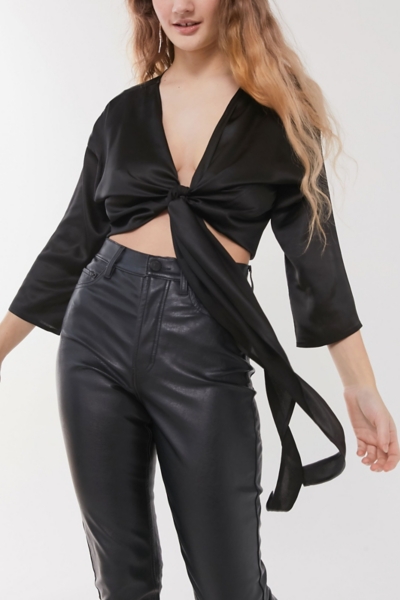 Nicole Satin Tie-Front Top | Nuuly