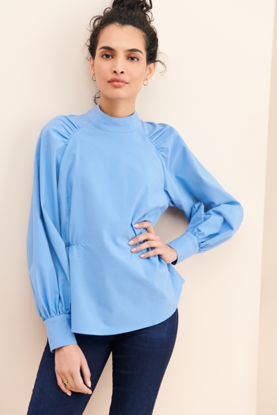 Puff Sleeve Blue Bell Blouse | Nuuly