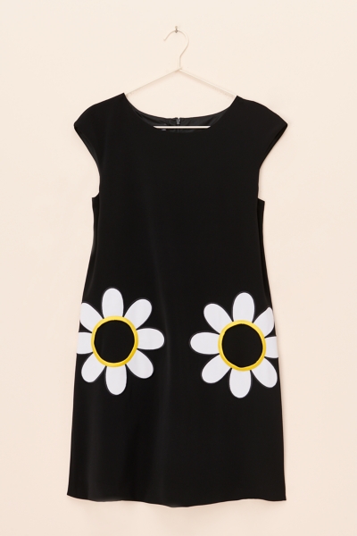 black dress with daisies Admirable Daisy Flower Printed Black Rayon Dungaree Dress  Shinisha