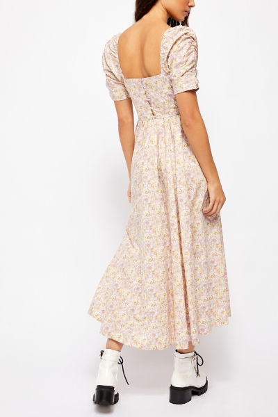 knee length dresses for ladies Shop The Skyla Shirred White Midi Dress main image 1