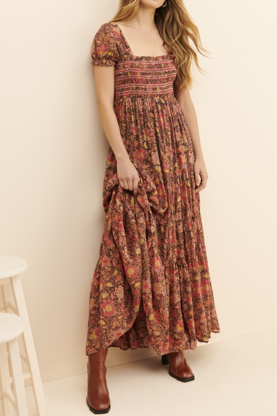 knee length dresses for ladies Tropical Floral Cut-Out Maxi Dress for Women main image 1