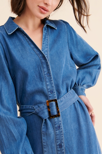 Tiered Chambray Midi Dress | Nuuly