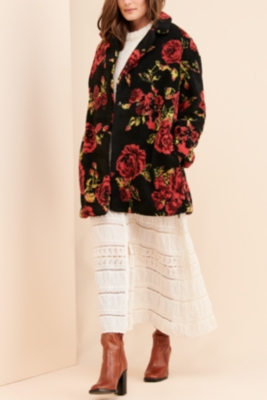 Anthropologie winter roses coat clearance