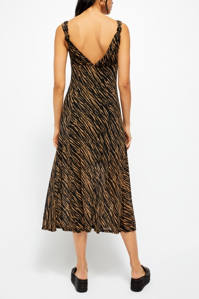 knee length dresses for ladies Keller Statement V Neck Midi Dress