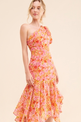 Smocked Rosette Drop-Waist Mini Dress