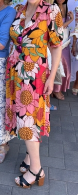 【ytp2000】Sunflower-Printed Midi Dress Sunflower Floral Midi SunDress – Roll Up Fashion