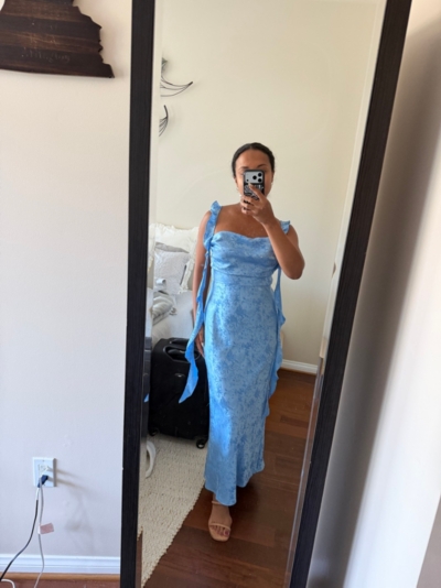 rare london backless cup midi dress Rare London Women's Baby Blue Satin Jacquard Cup Maxi Dress 10