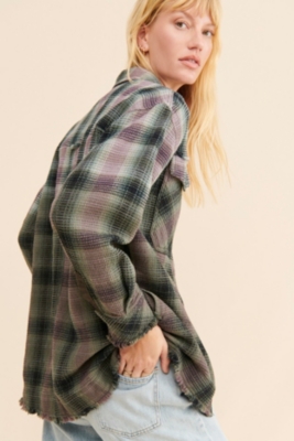 NWT Free People Anneli Plaid popular Shirt Jacket Size Large