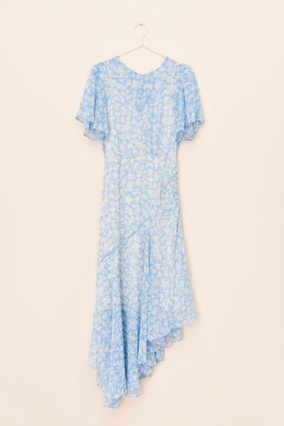 knee length dresses for ladies Sail to Sable Flutter Sleeve Midi Dress in Blue Multi