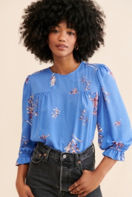 Blue Cornflower Peasant Blouse