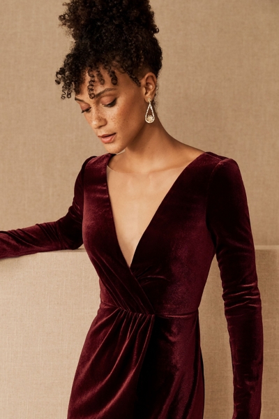 red off the shoulder dress long sleeve Therese Off Shoulder Ruched Maxi Dress / Red | MESHKI