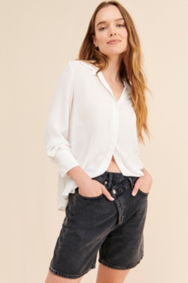 ハーフ・ショートパンツ IONSEOUL Riddle Stitch Bermuda Denim Pants JP5D0052 Wholesale Women Fashion Casual Hole Denim Shorts