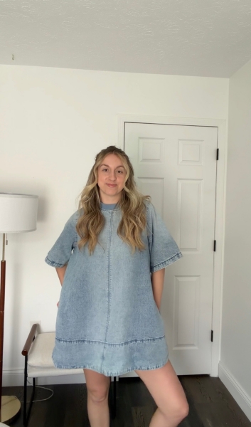 harlow denim mini dress Harlow Denim Mini Dress- Ocean Blue
