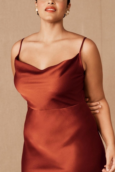 bhldn cali satin cowl neck midi slip dress Anthropologie BHLDN Cali Satin Cowl-Neck Midi Slip Dress Size 10