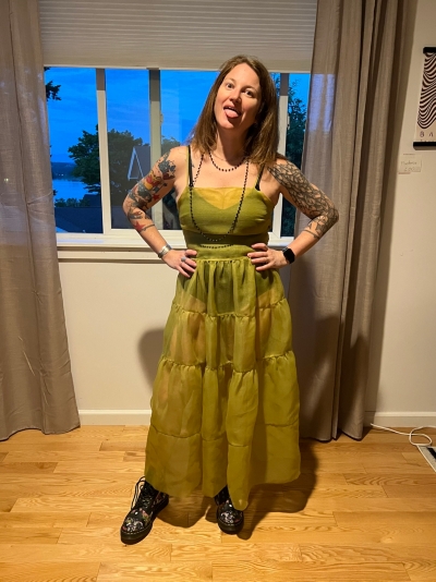 ohsevendays tiered sheer midi dress S NEW Anthropologie OhSevenDays Tiered Sheer