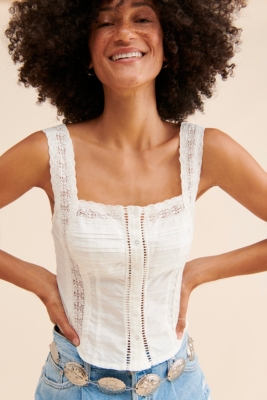 Free People Maggie hot Lace Tank In Coconut Shell