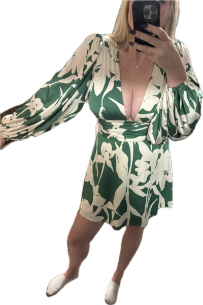 knee length dresses for ladies Simona Green Pleated Shirt Mini Dress