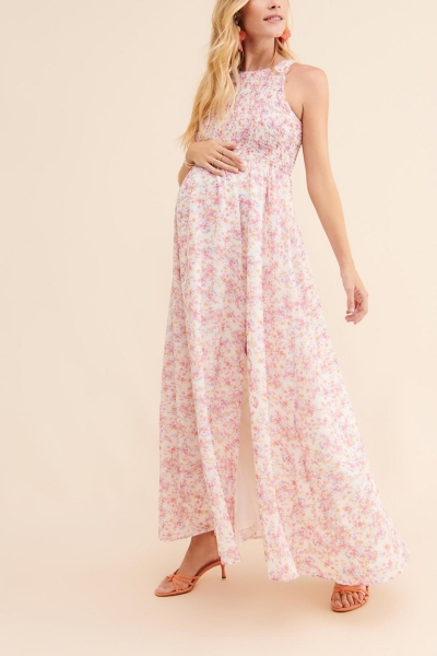 long sleeve low back dress Rosalee Cream Long-Sleeve Cowl-Back Maxi Dress With Bows – Club L London