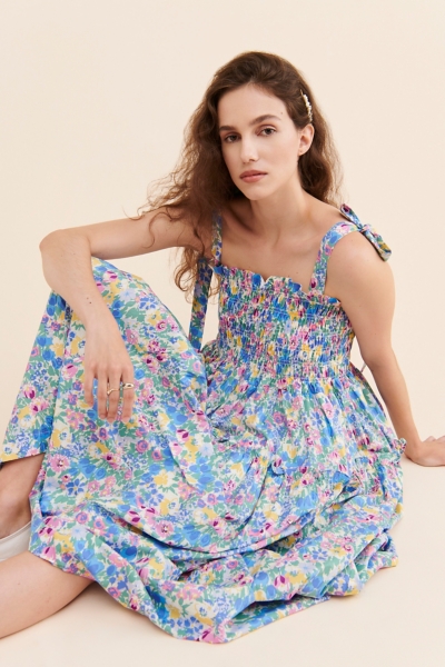 Smocked Floral Midi Dress | Nuuly