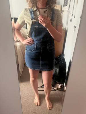 Denim overall skirt outlet reviews