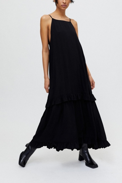 chinese dress ladies BRIELLE Solid Sleeveless Backless Waist-Cinching Ruched Slip Maxi Dres –  Courecrop