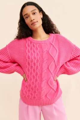 New Free People Dream Cable Crewneck hotsell sweater hibiscus Highlights size small