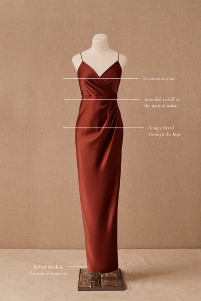 traditional filipino bridesmaid dresses Cinnamon Rose Bridesmaid Dress Spaghetti Straps Cowl Neck Sheath/Coulmn Ruched Floor Length Chiffon Bridesmaid Dress With Slit main image 0