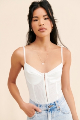 White corset bodysuit sales