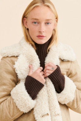 Faux shearling jacket womens best sale