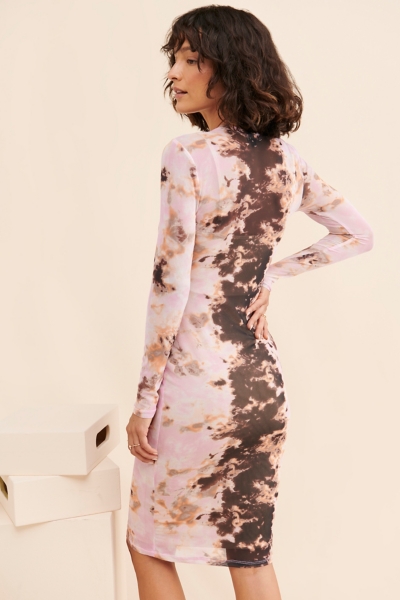 knee length dresses for ladies Tie Dye Tube Dress Mocha / L main image 0
