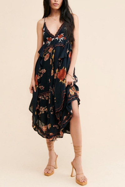 sachin and babi light blue dress Zimmermann Multi Linen-Silk Floral Luna Midi Dress main image 1